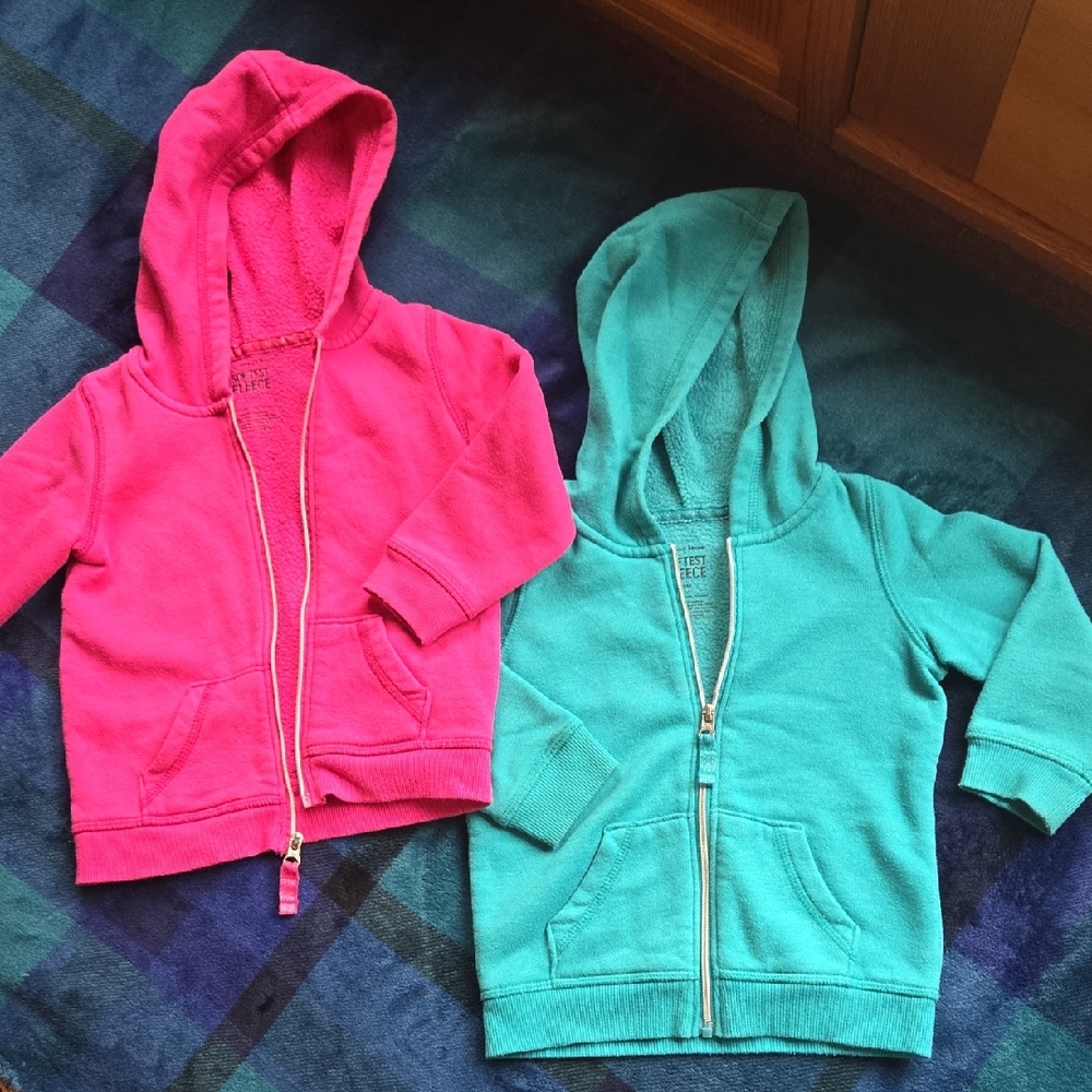 2 Zippy Hoodies Pink And Teal 18 Month